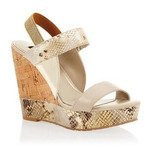 White House Black Market Snake Embossed Wedges
